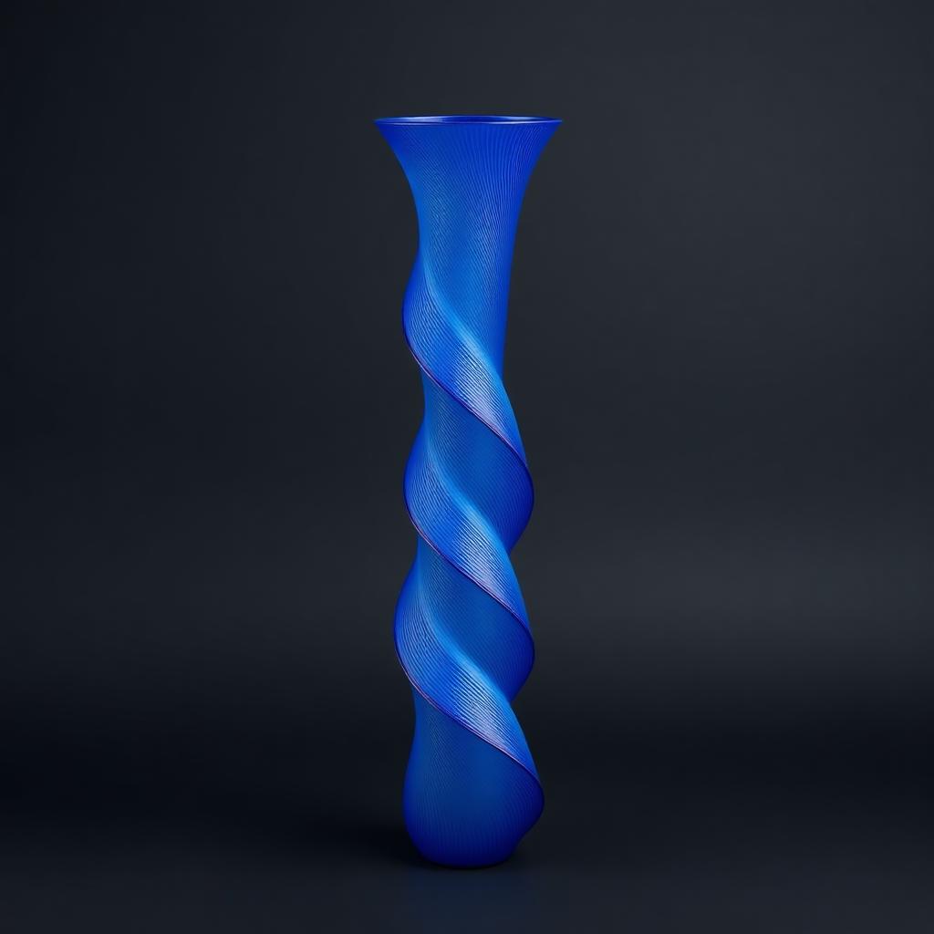 Axolotl Pet Bowl Stand — a 3D printed spiral vase standing on a studio surface, customized with 3D printing by Furnace Design Lab