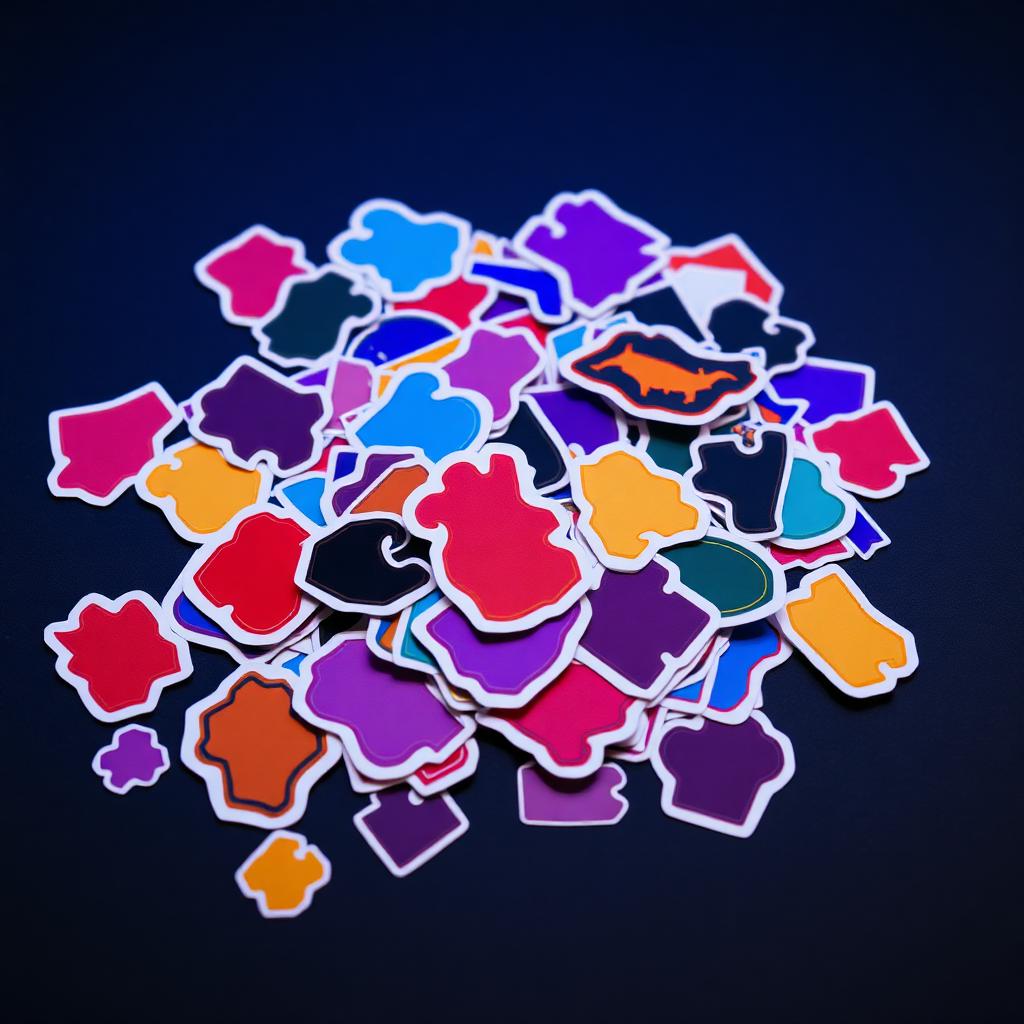 Vector Decal Pack — a die-cut vinyl sticker on a dark studio surface, customized with UV DTF transfer printing by Furnace Design Lab