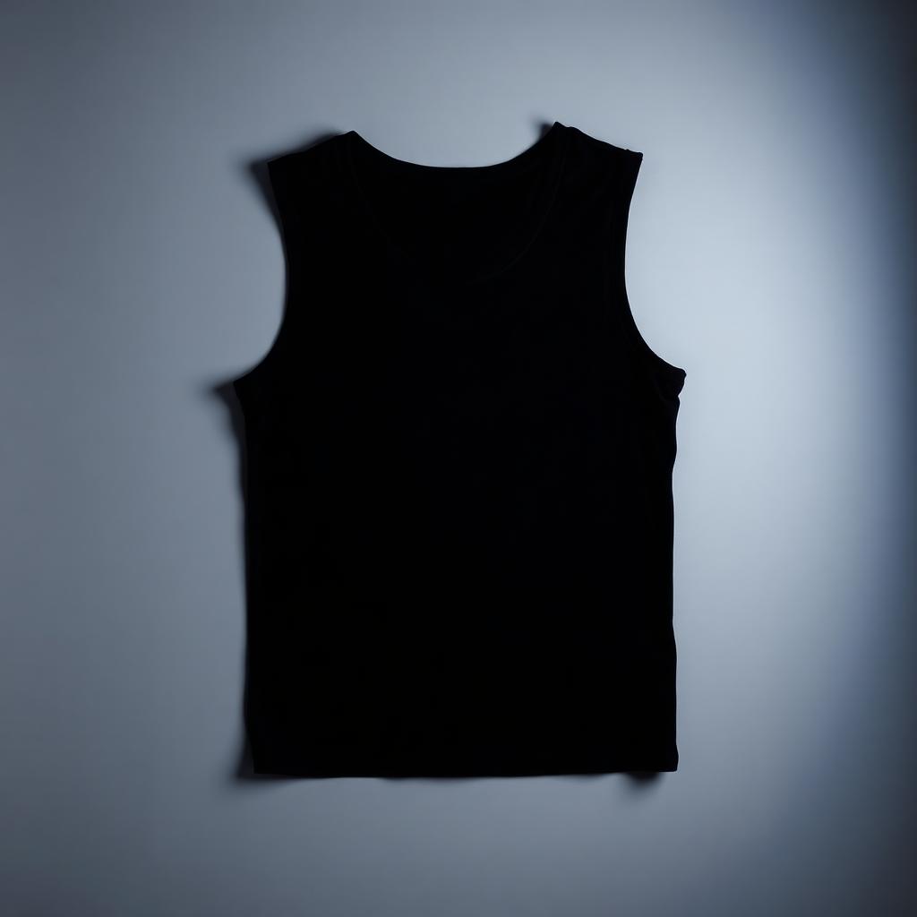 Halloween Tank Top — a black tank top laid flat under studio lighting, customized with DTF transfer printing by Furnace Design Lab
