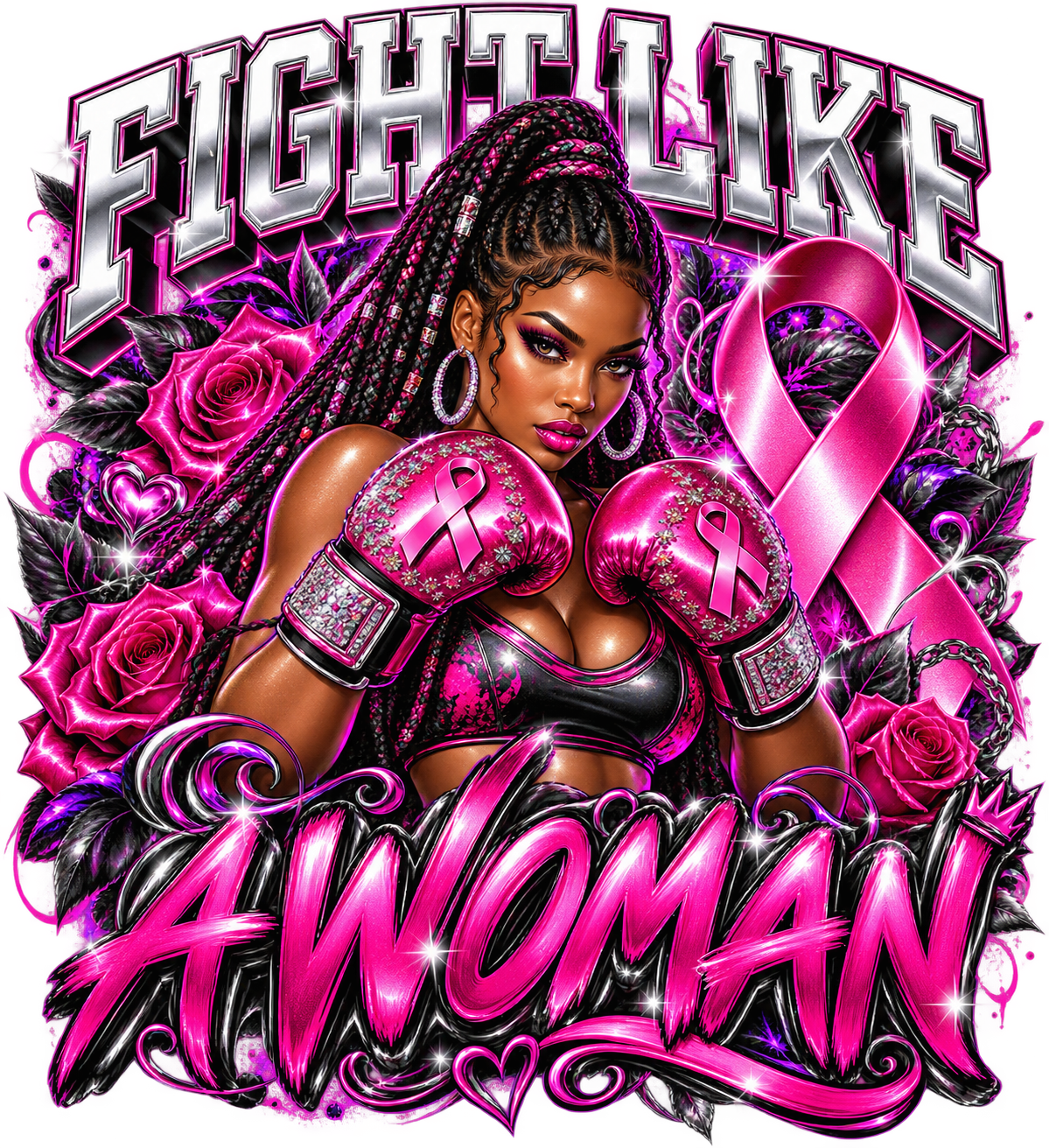 Fight Like A Woman breast cancer awareness design