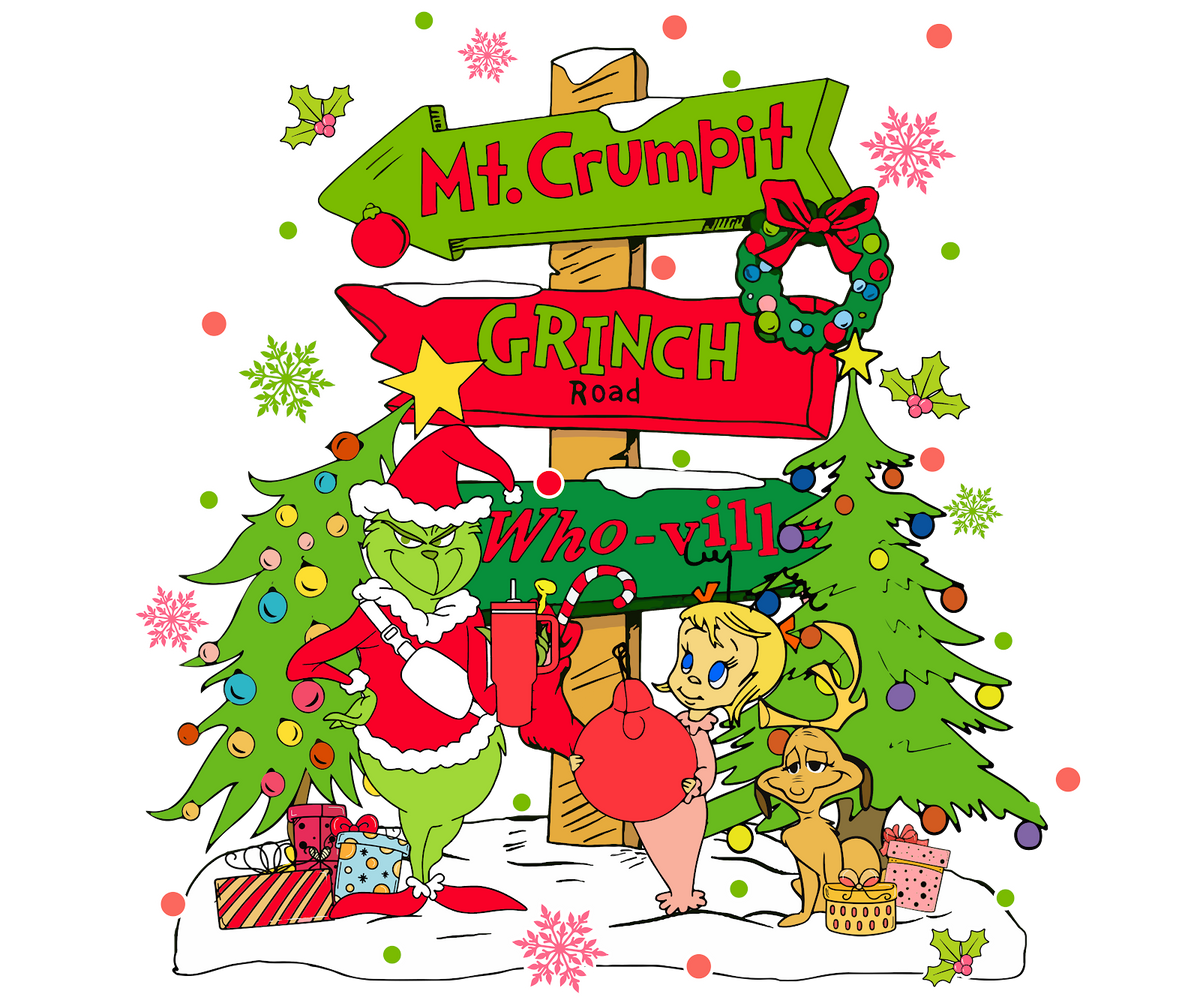 Grinch Christmas DTF transfer design
