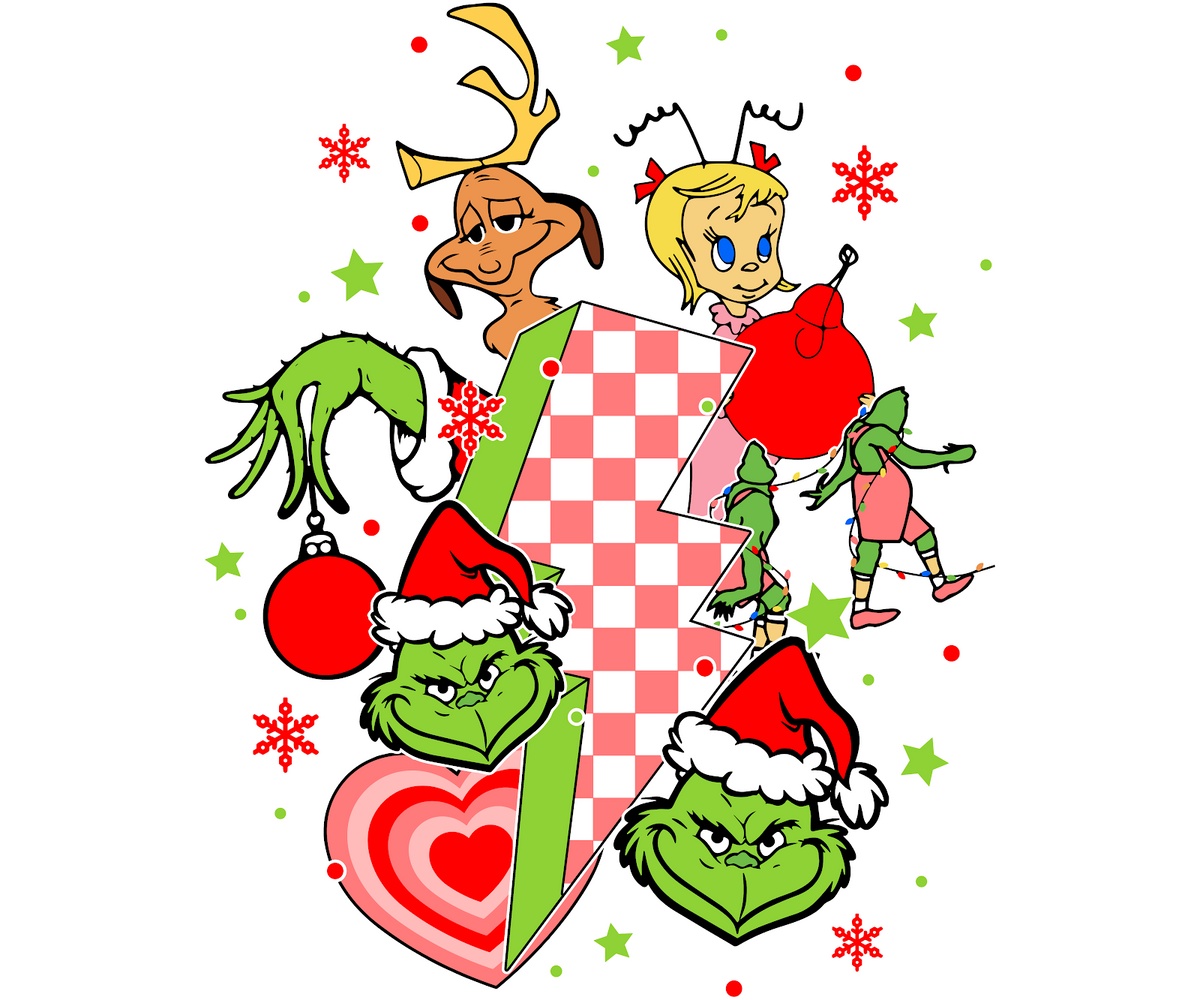 Grinch Christmas DTF transfer design