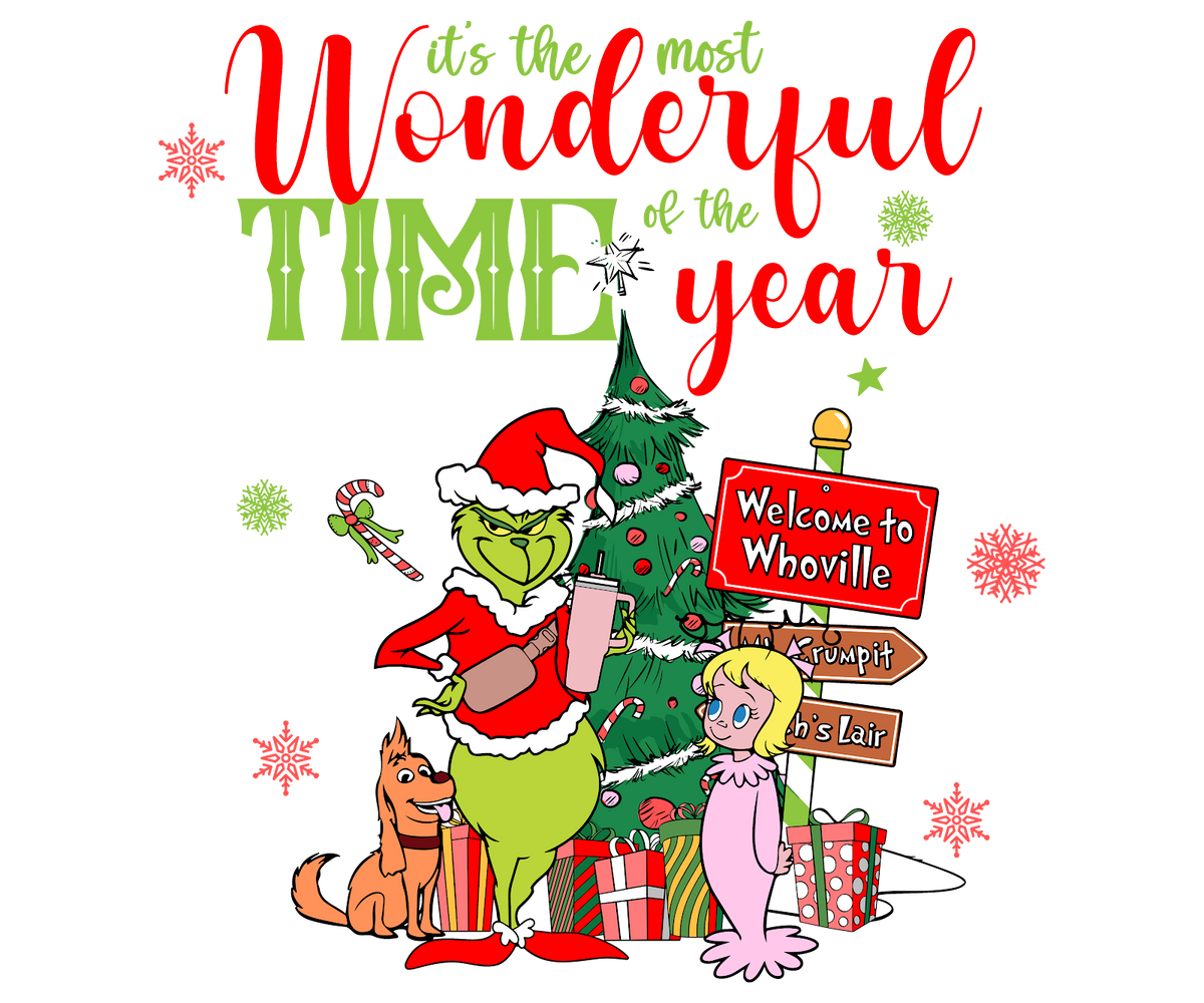 Grinch Christmas DTF transfer design