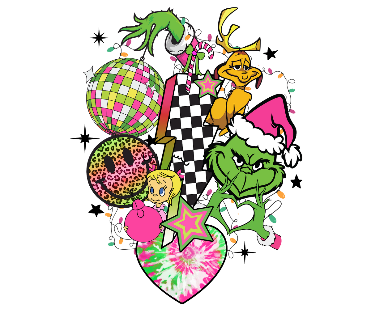 Grinch Christmas DTF transfer design
