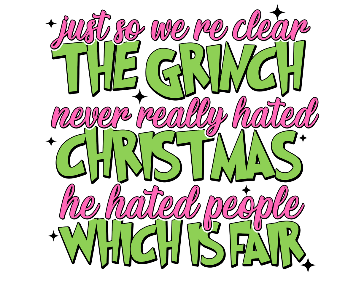 Grinch Christmas DTF transfer design
