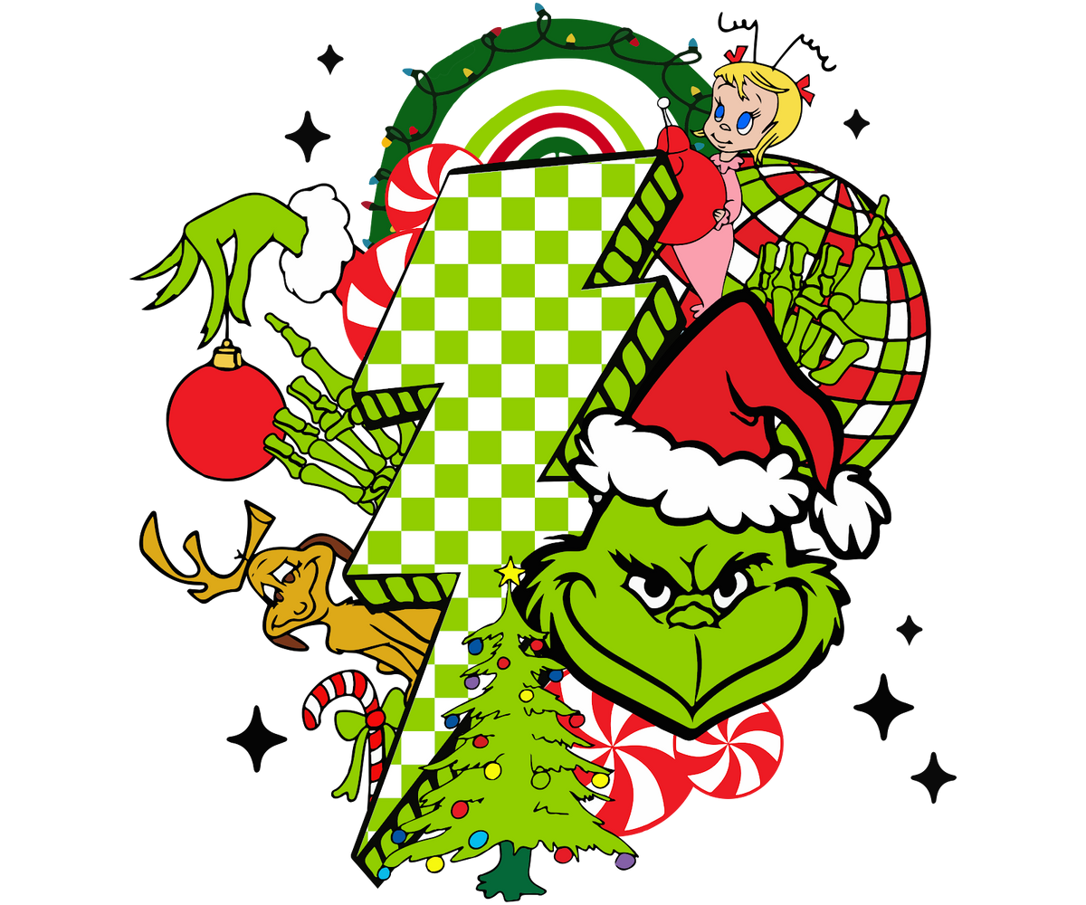 Grinch Christmas DTF transfer design