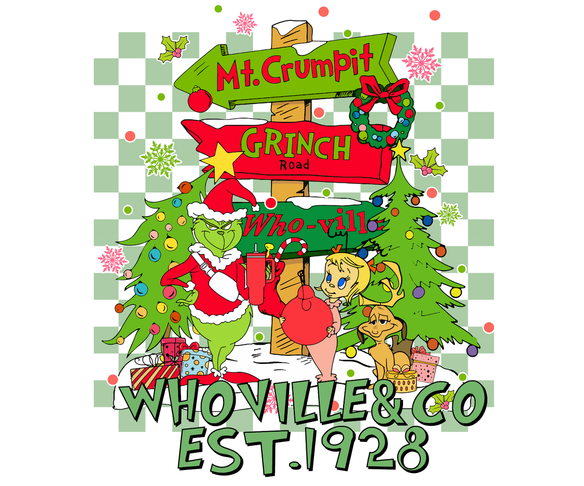 Grinch Christmas DTF transfer design