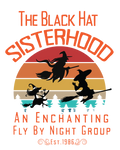 The Black Hat Sisterhood retro sunset witches Halloween DTF transfer design