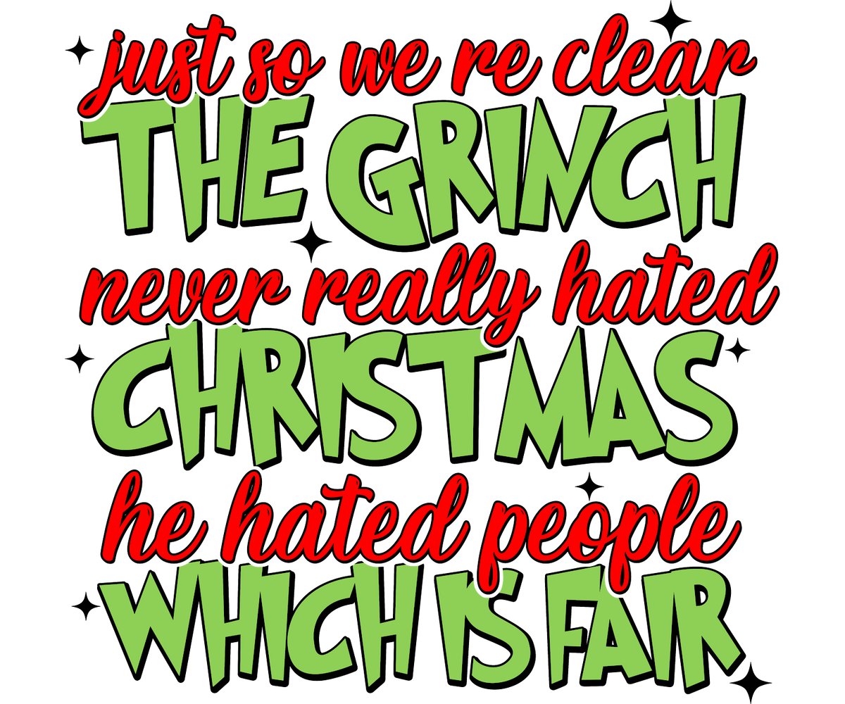Grinch Christmas DTF transfer design