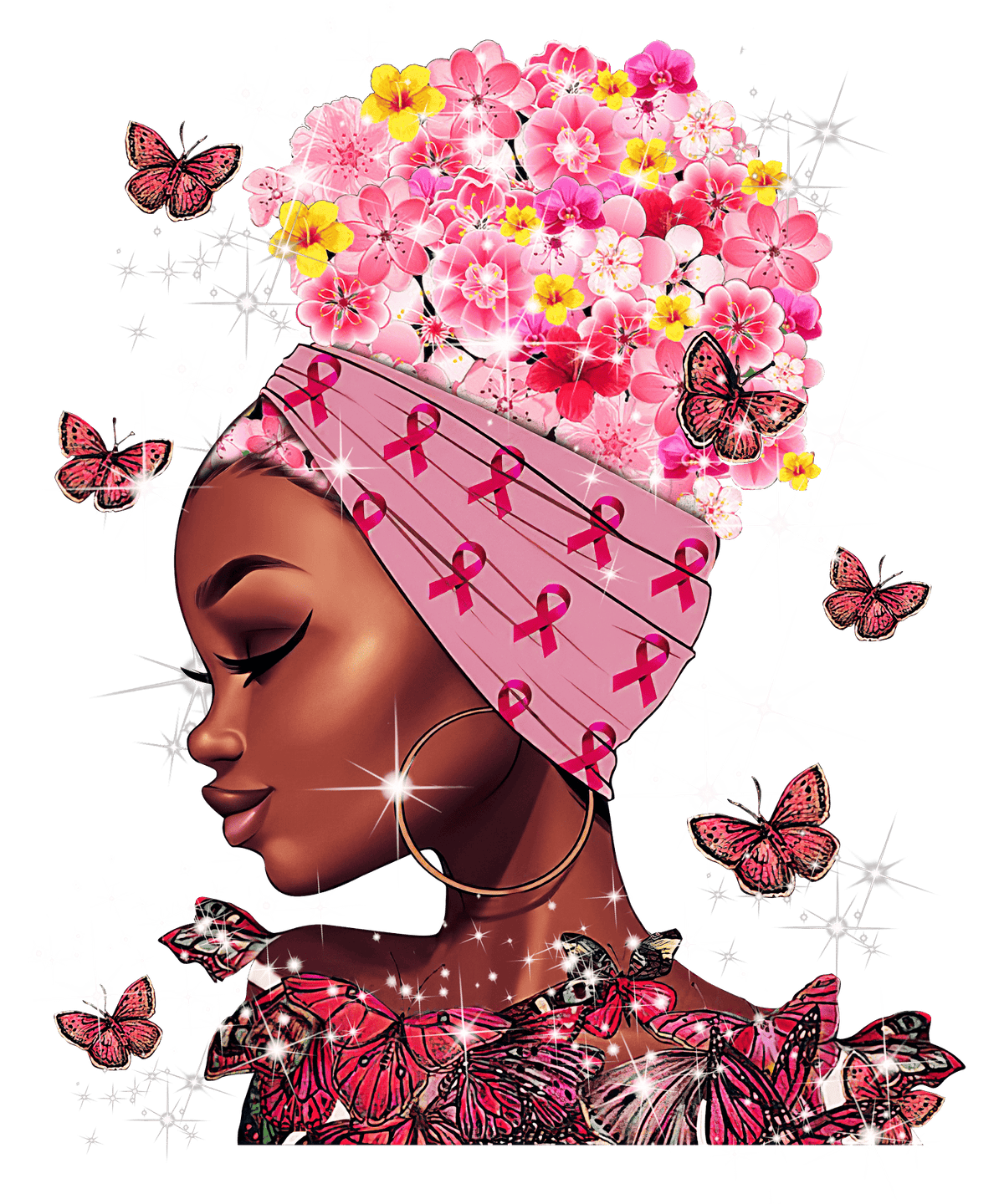 Breast cancer awareness DTF transfer design