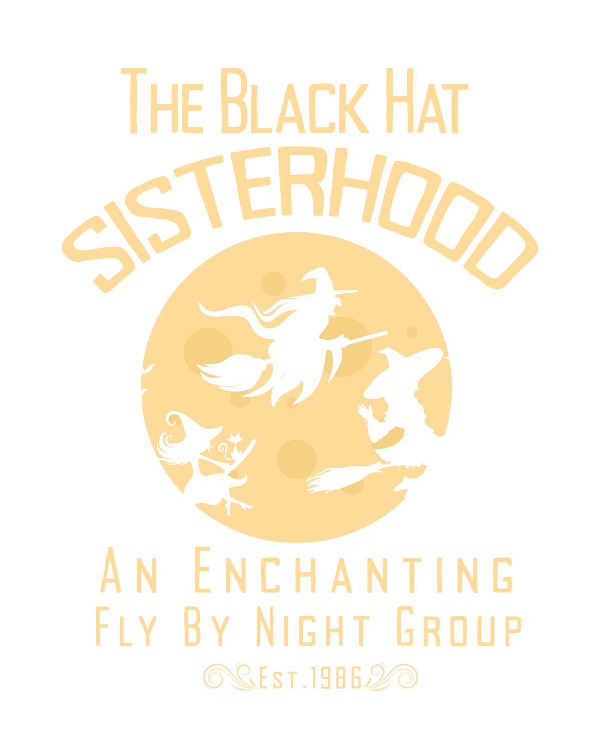 The Black Hat Sisterhood full moon witches Halloween DTF transfer design