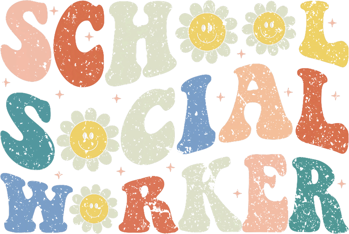 School Social Worker Groovy Retro Funny DTF Transfer
