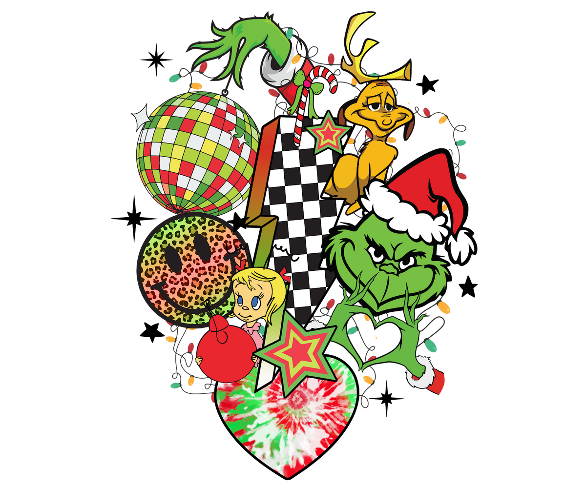 Grinch Christmas DTF transfer design