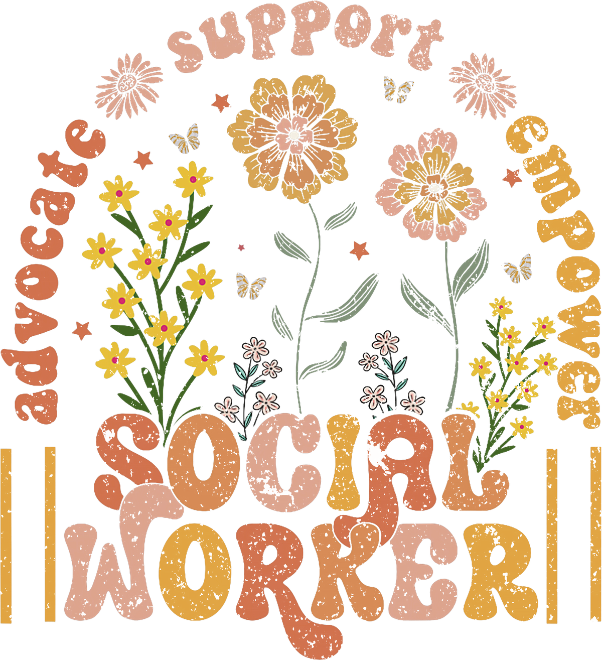 Social Work Month Groovy DTF Transfer