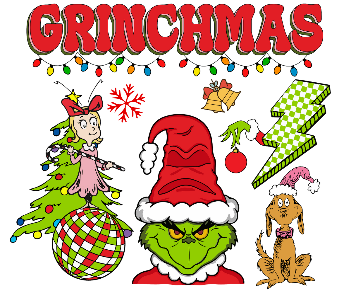 Grinch Christmas DTF transfer design