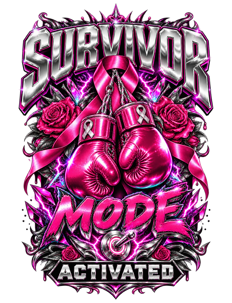 Survivor Mode Activated breast cancer awareness design
