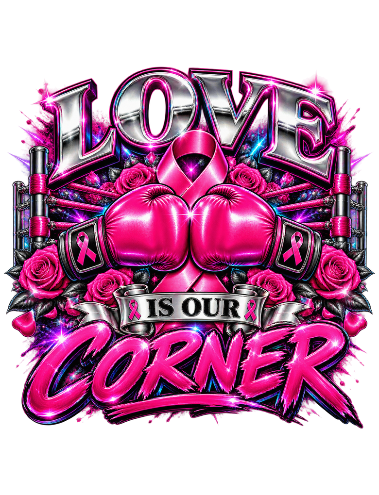 Love Is Our Corner breast cancer awareness design