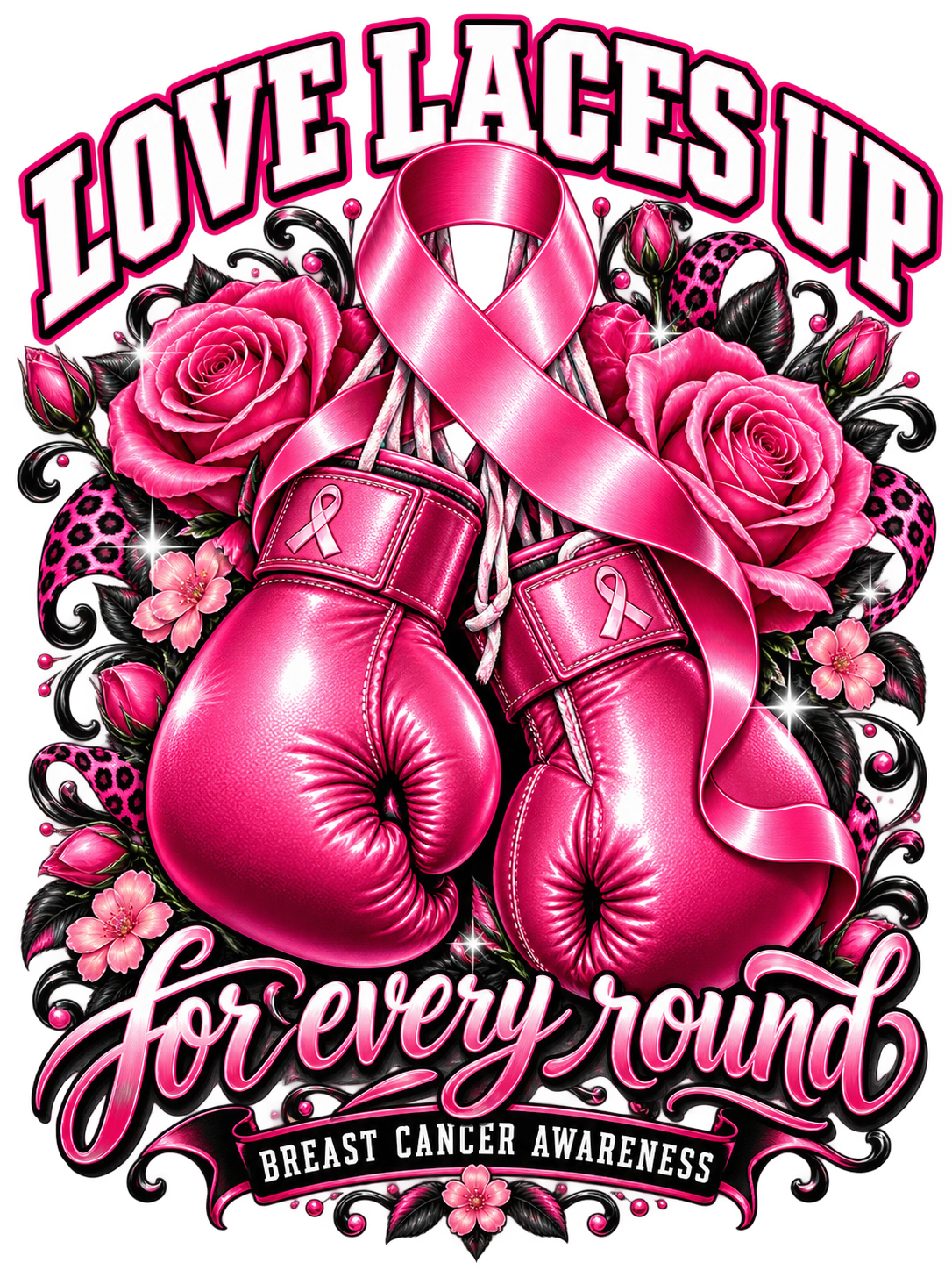 Love Laces Up For Every Round breast cancer awareness design