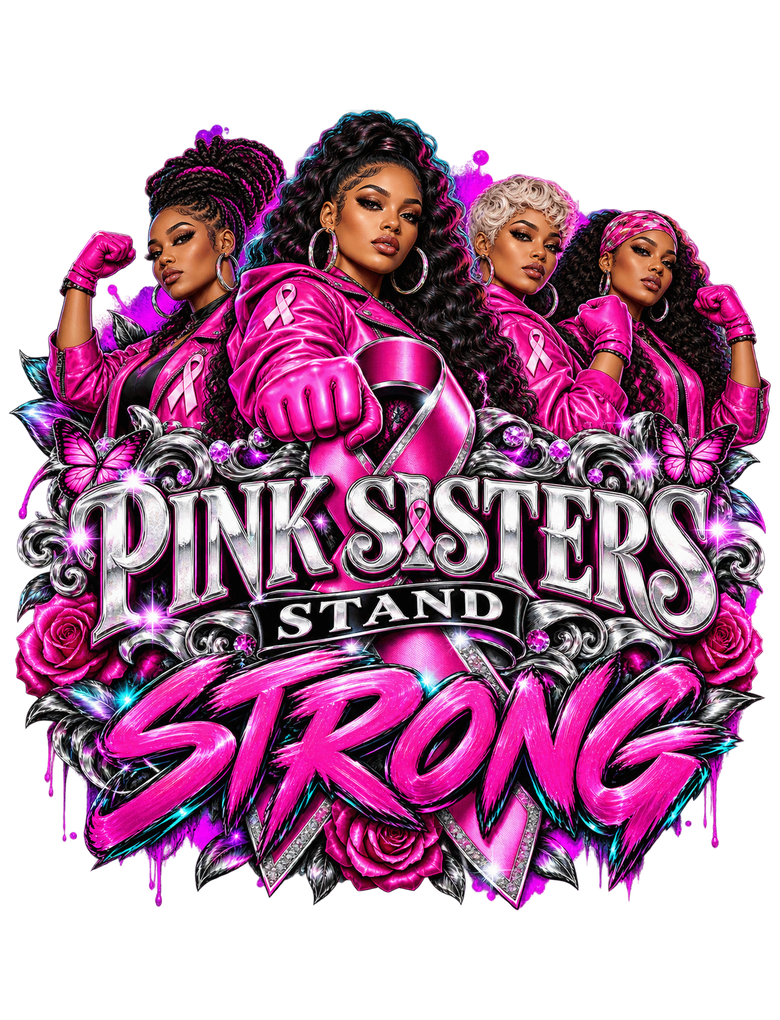 Pink Sisters Stand Strong breast cancer awareness design